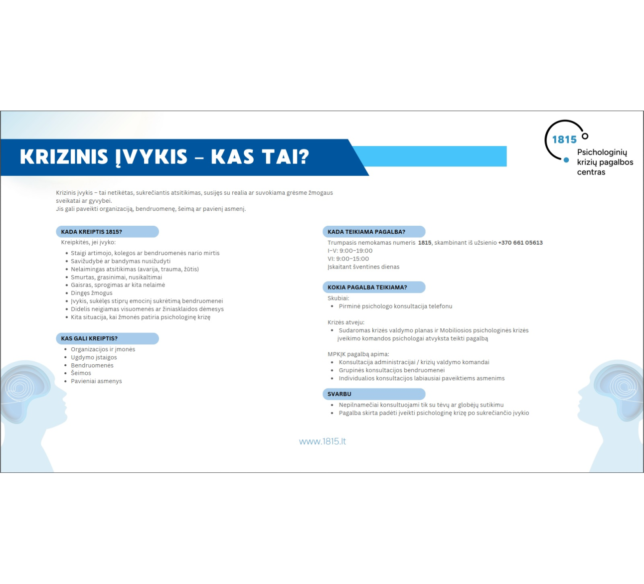  Susidūrėte su krizine situacija? Nemokama psichologinė pagalba pasiekiama numeriu 1815