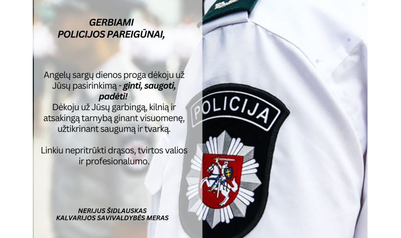 Mero sveikinimas Angelų sargų dienos proga