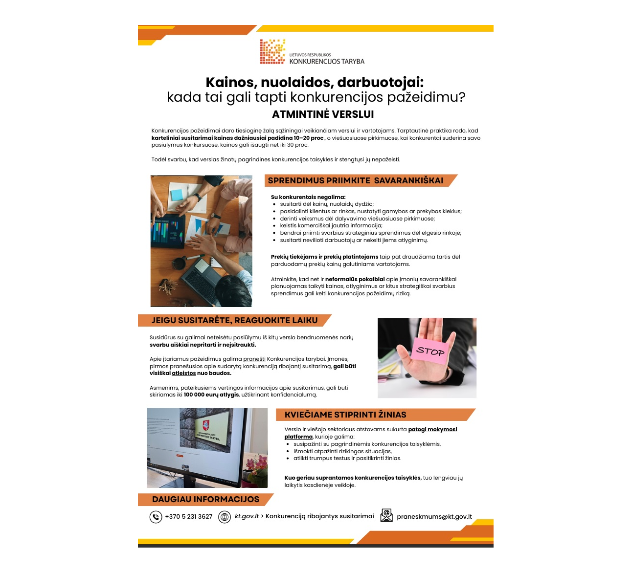 Konkurencijos taisyklės: aktuali informacija ir mokymai