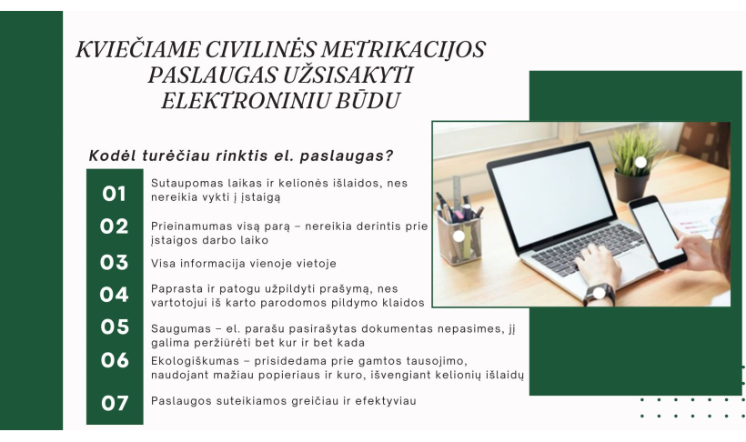 Kviečiame civilinės metrikacijos paslaugas užsisakyti elektroniniu būdu