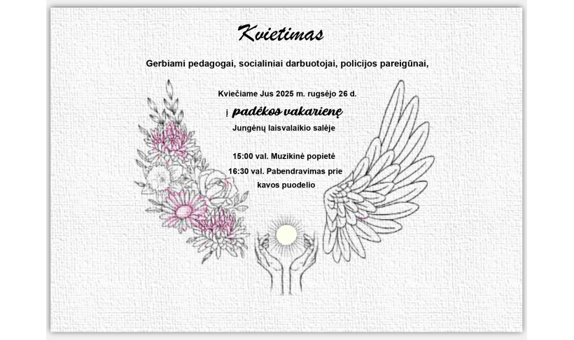 Kvietimas pedagomas, socialiniams darbuotojams, policijos pareigūnams