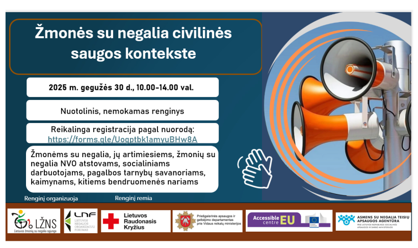 Kvietimas į renginį „Žmonės su negalia civilinės saugos kontekste“