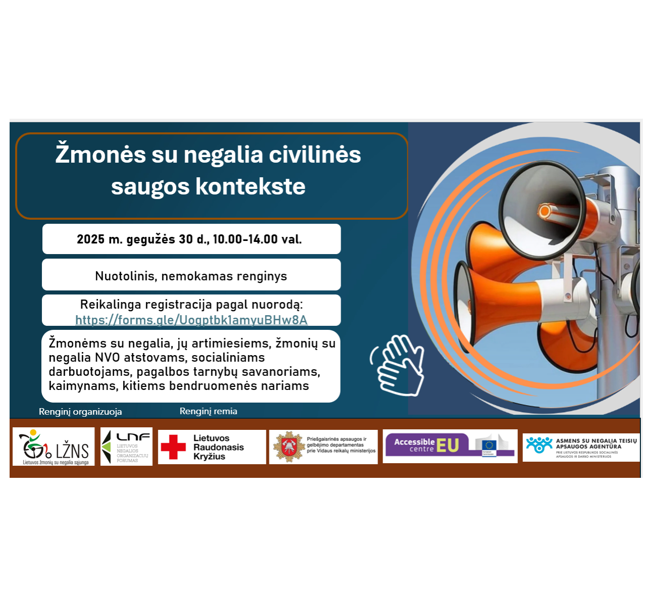 Kvietimas į renginį „Žmonės su negalia civilinės saugos kontekste“