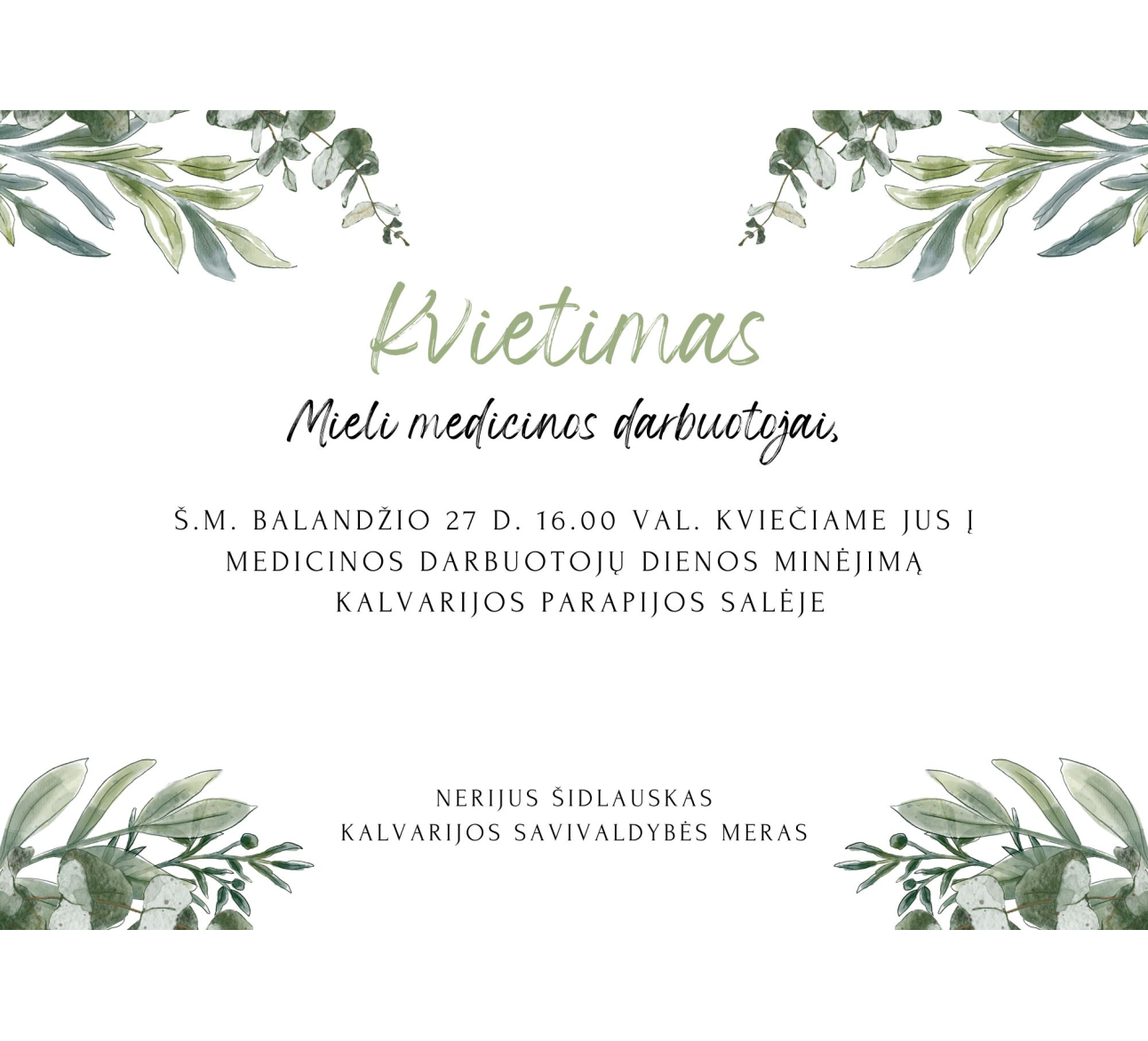 Kvietimas medicinos darbuotojams