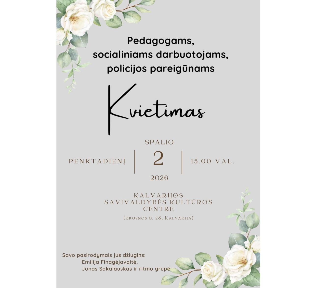 Kvietimas pedagomas, socialiniams darbuotojams, policijos pareigūnams