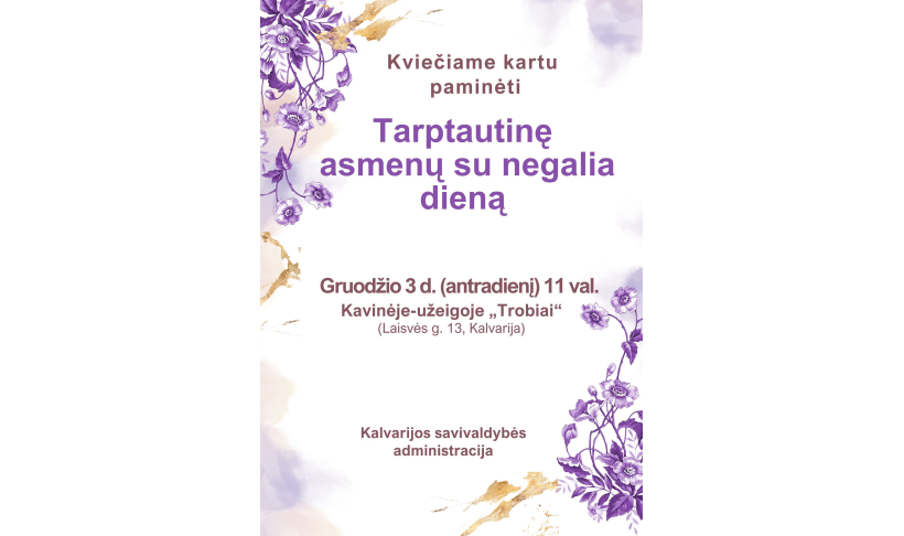Kviečiame kartu paminėti Tarptautinę asmenų su negalia dieną 
