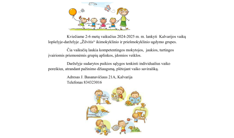 Kalvarijos lopšelio-darželio „Žilvitis“ ikimokyklinio ir priešmokyklinio ugdymo grupės