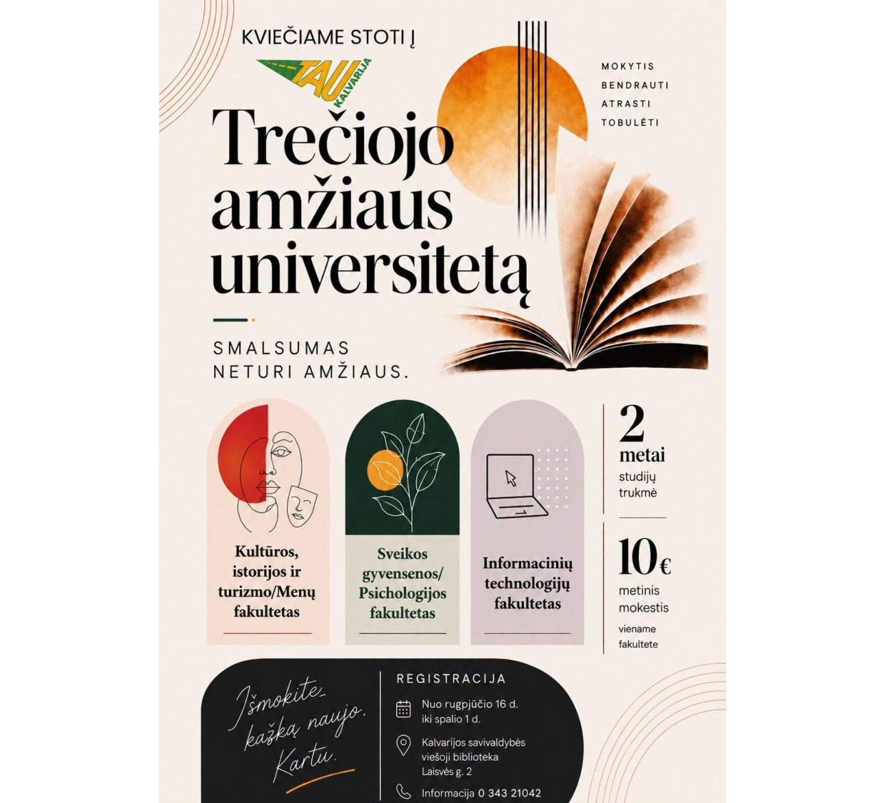 Kalvarijos Trečiojo amžiaus universitetas kviečia studijuoti