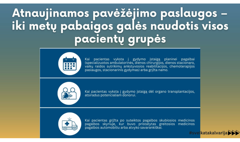 Atnaujinamos pavėžėjimo paslaugos – iki metų pabaigos galės naudotis visos pacientų grupės   