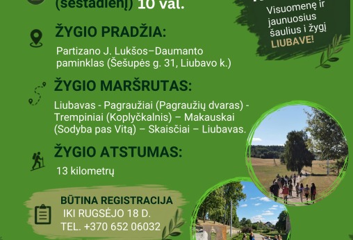 Jaunimo pėsčiųjų žygis Liubavo seniūnijoje