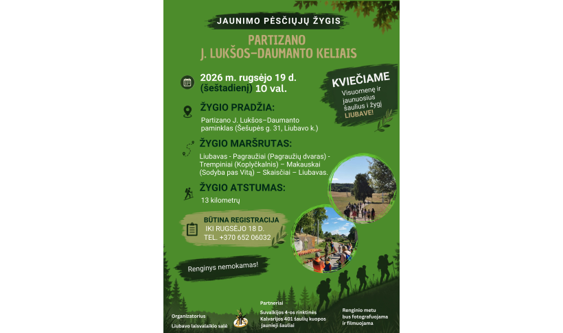 Jaunimo pėsčiųjų žygis Liubavo seniūnijoje