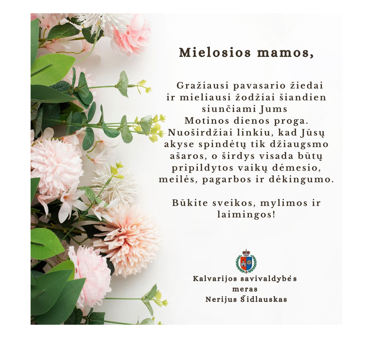 Mero sveikinimas Motinos dienos proga