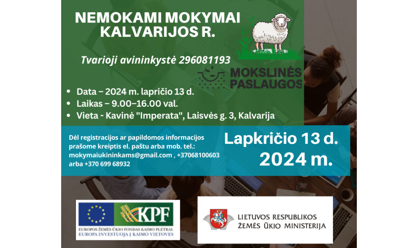 Nemokami mokymai „Tvarioji avininkystė“