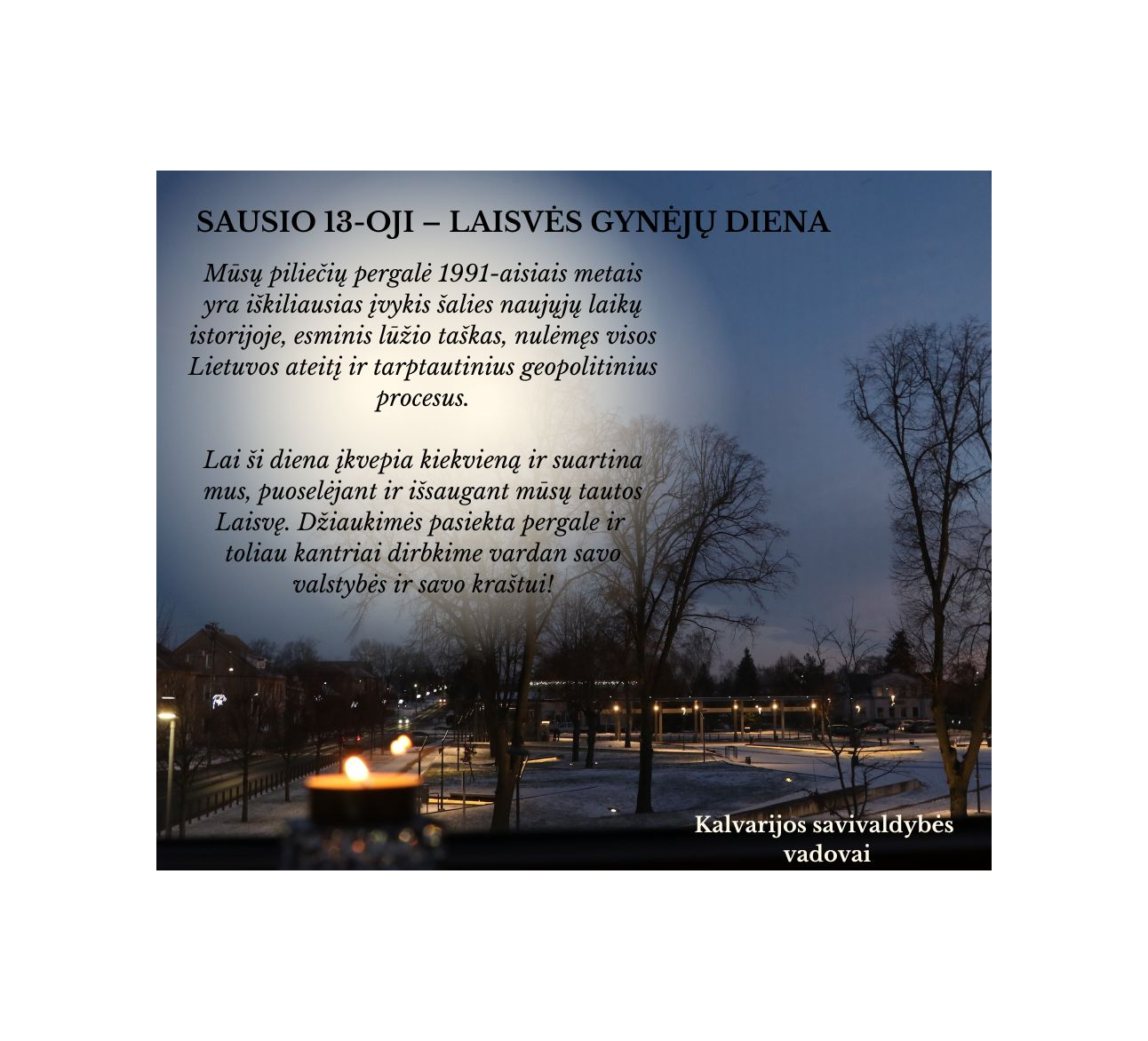 Sausio 13-osios dienos sveikinimas