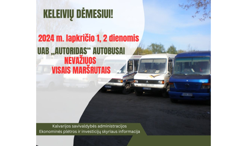 Informacija apie UAB „Autoridas“ maršrutinių autobusų eismą