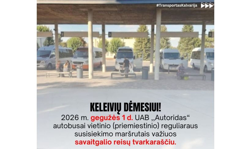 Informacija apie vietinio (priemiestinio) reguliaraus susisiekimo maršrutų reisų tvarkaraščių pasikeitimą