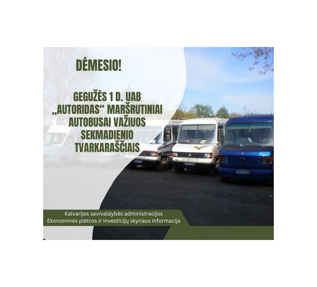INFORMACIJA APIE UAB „AUTORIDAS“ MARŠRUTINIŲ AUTOBUSŲ EISMĄ  2023 m. GEGUŽĖS 1 d.