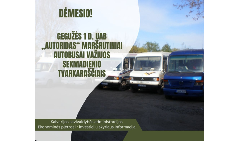 INFORMACIJA APIE UAB „AUTORIDAS“ MARŠRUTINIŲ AUTOBUSŲ EISMĄ  2023 m. GEGUŽĖS 1 d.
