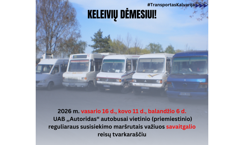 Informacija apie vietinio (priemiestinio) reguliaraus susisiekimo maršrutų reisų tvarkaraščių pasikeitimą