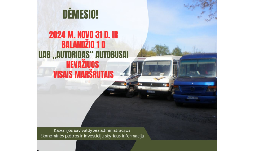 Informacija apie UAB  „Autoridas“  maršrutinių autobusų eismą