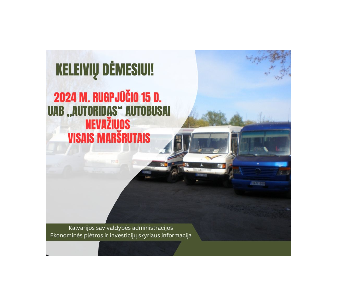 Informacija apie UAB „Autoridas“ maršrutinių autobusų eismą