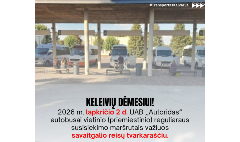 Informacija apie vietinio (priemiestinio) reguliaraus susisiekimo maršrutų reisų tvarkaraščių pasikeitimą