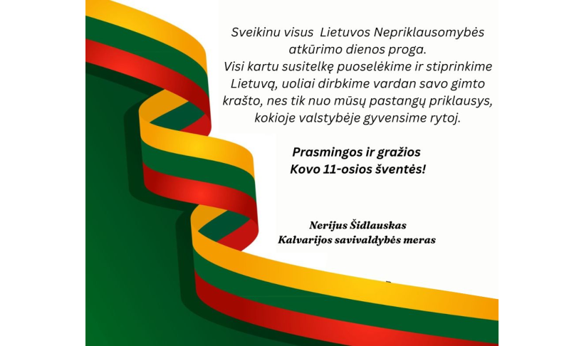 Kovo 11-osios mero sveikinimas