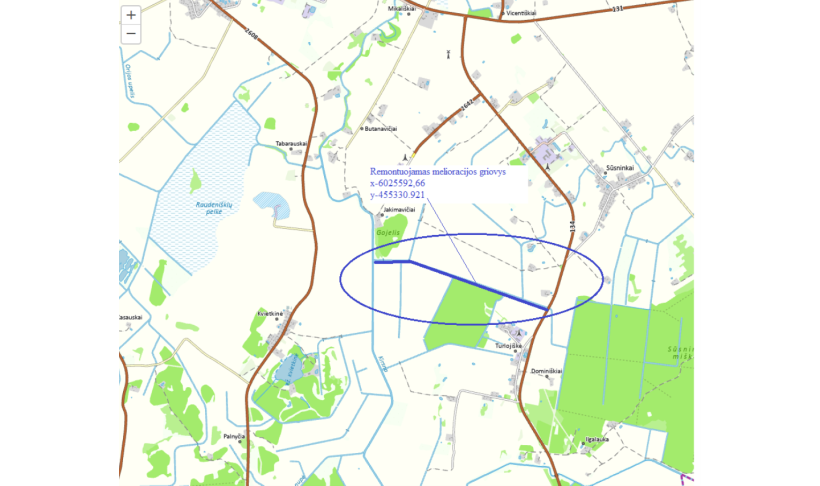 Projekto „Kalvarijos sav. Sangrūdos sen. Sangrūdos k. v. melioracijos griovių K-1-5-11, A-2 ir Kalvarijos sen. Brukų k. v. melioracijos griovio K-4 ir juose esančių statinių remontas“ įgyvendinimas