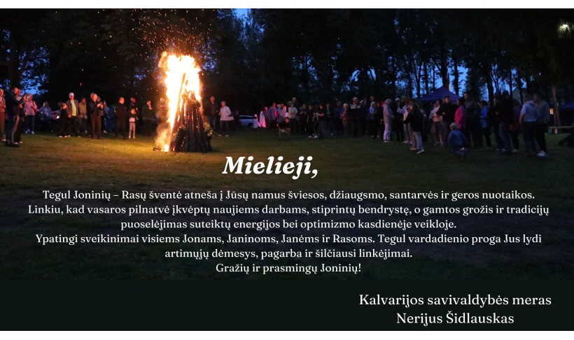 Sveikinimas Rasų ir Joninių dienos proga