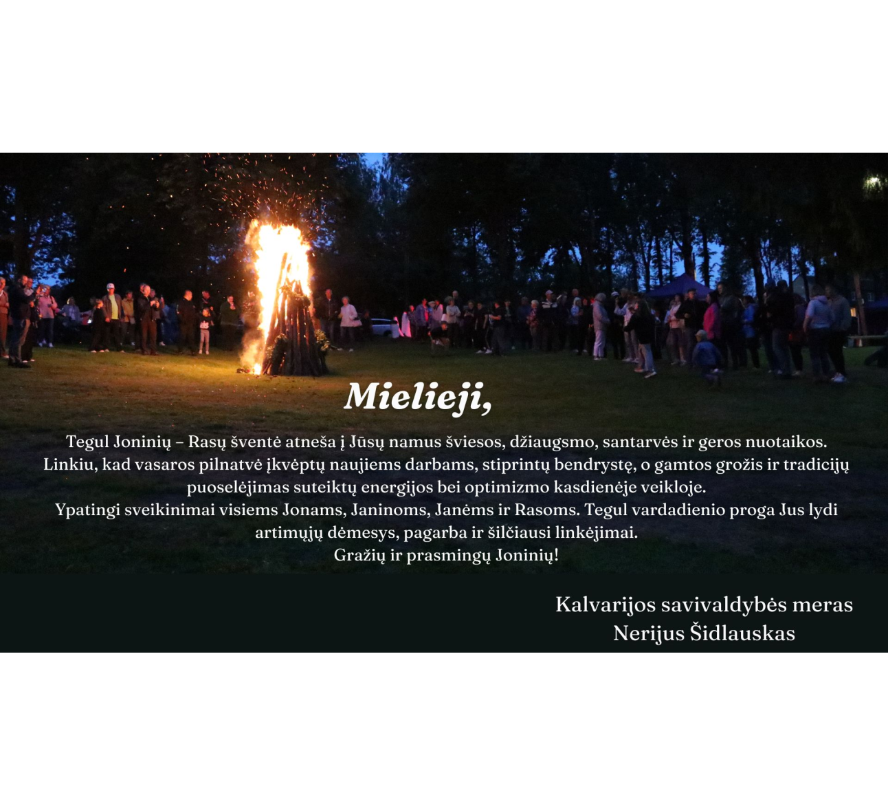 Sveikinimas Rasų ir Joninių dienos proga
