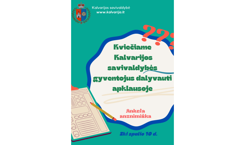 Kviečiame Kalvarijos savivaldybės gyventojus dalyvauti apklausoje dėl nepriekaištingo demokratinio valdymo (ELoGE)