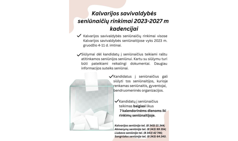 Kandidatų į seniūnaičius Kalvarijos savivaldybėje sąrašai