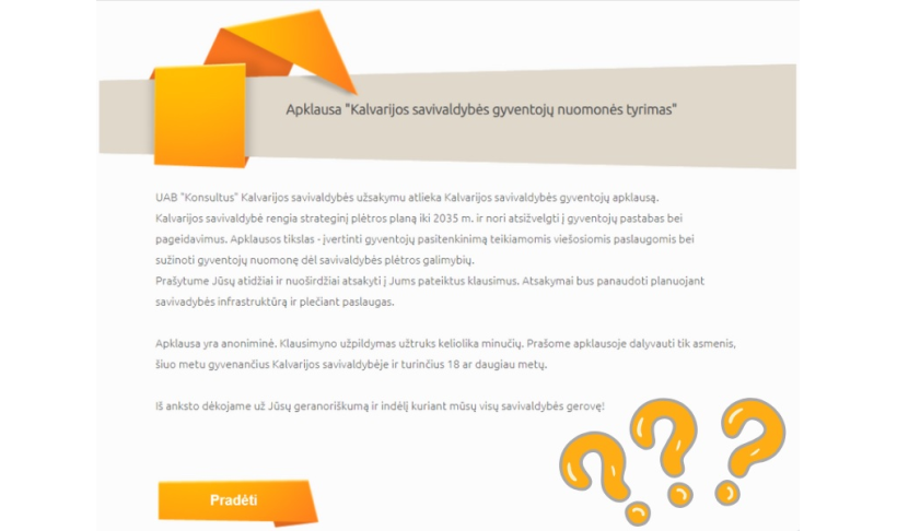Apklausa „Kalvarijos savivaldybės gyventojų nuomonės tyrimas“