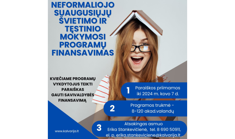 Neformaliojo suaugusiųjų švietimo ir tęstinio mokymosi programų finansavimas