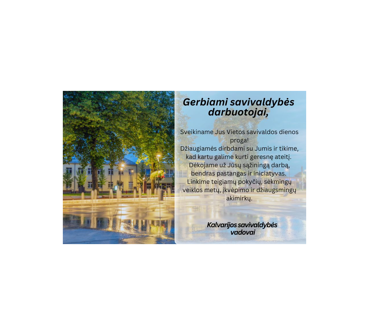 Sveikinimas savivaldos dienos proga