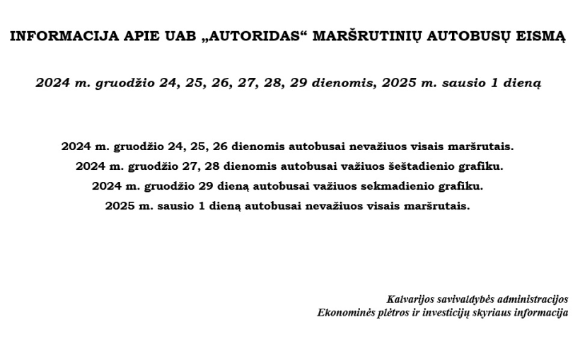 Informacija apie UAB  „Autoridas“  maršrutinių autobusų eismą 