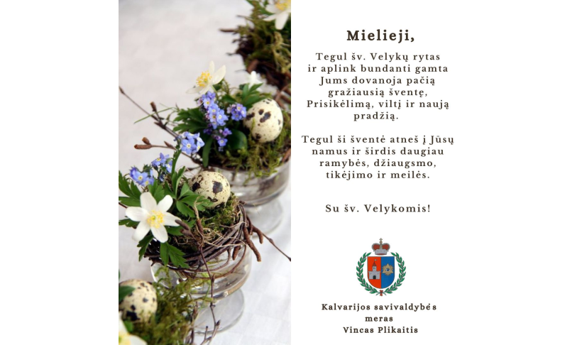 Mero sveikinimas Šv.Velykų proga