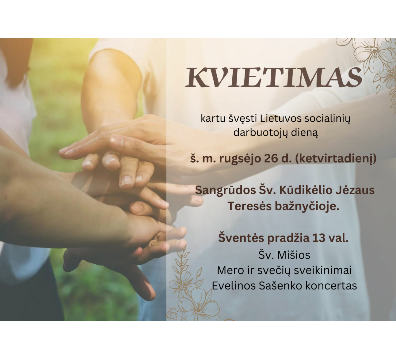 Kvietimas kartu švęsti Lietuvos socialinių darbuotojų dieną