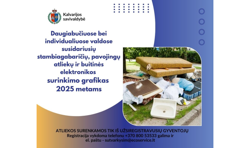 Daugiabučiuose bei individualiuose valdose susidariusių stambiagabaričių, pavojingų atliekų ir buitinės elektronikos  surinkimo grafikas  2025 metams
