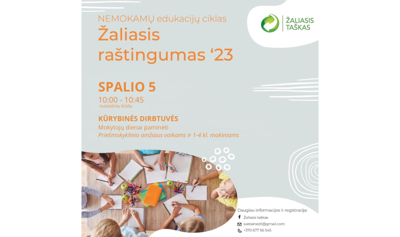 NEMOKAMOS edukacijos mokiniams "Žaliasis raštingumas" 