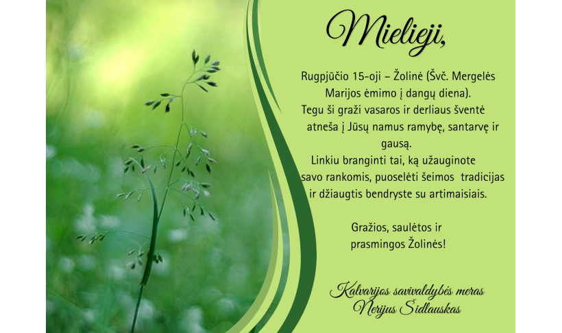 Sveikinimas Žolinės proga